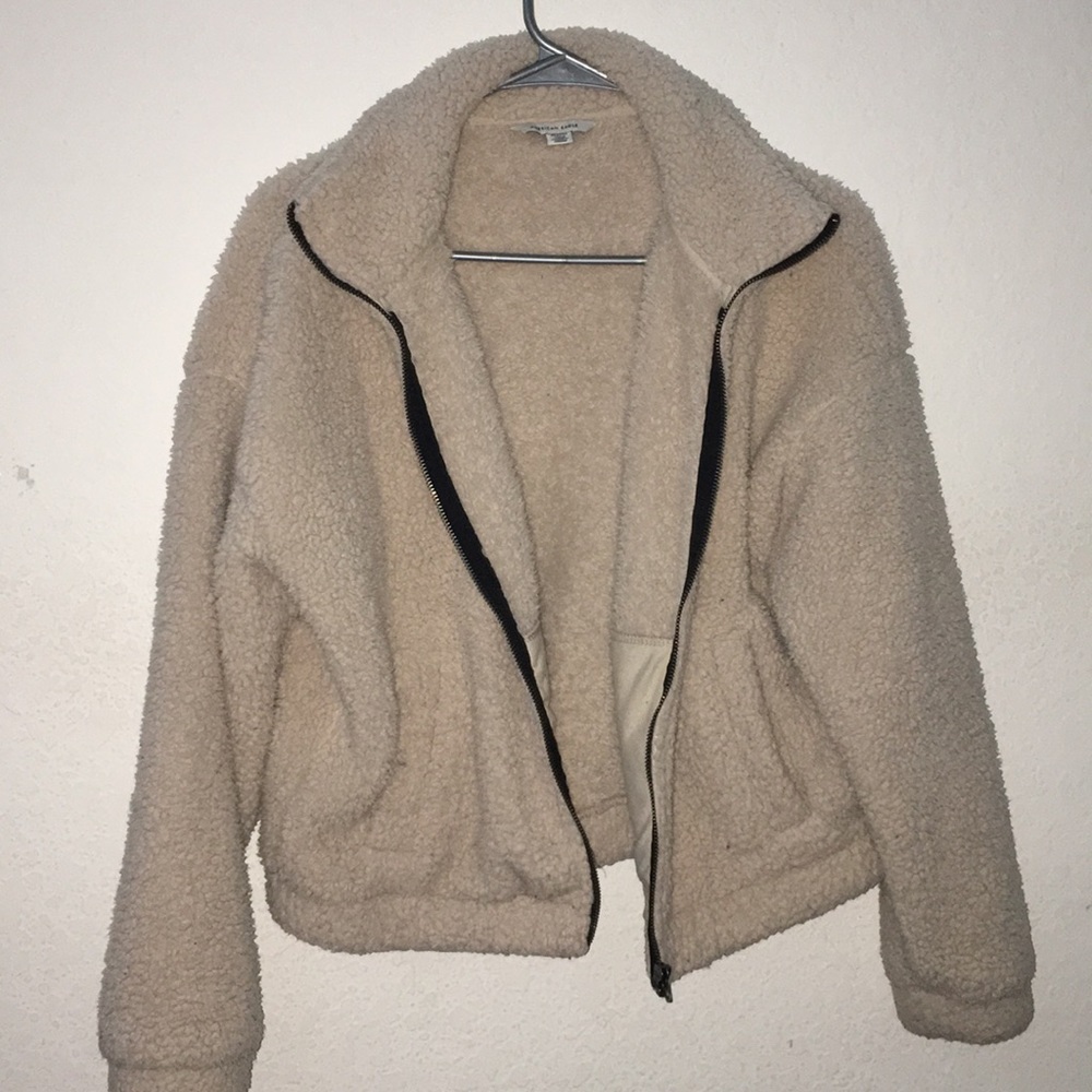 fluffy zip up jacket